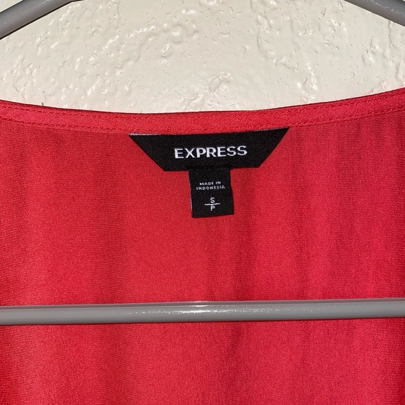 EXPRESS Red Tie Front Cropped Blouse (S) - Picture 4 of 6